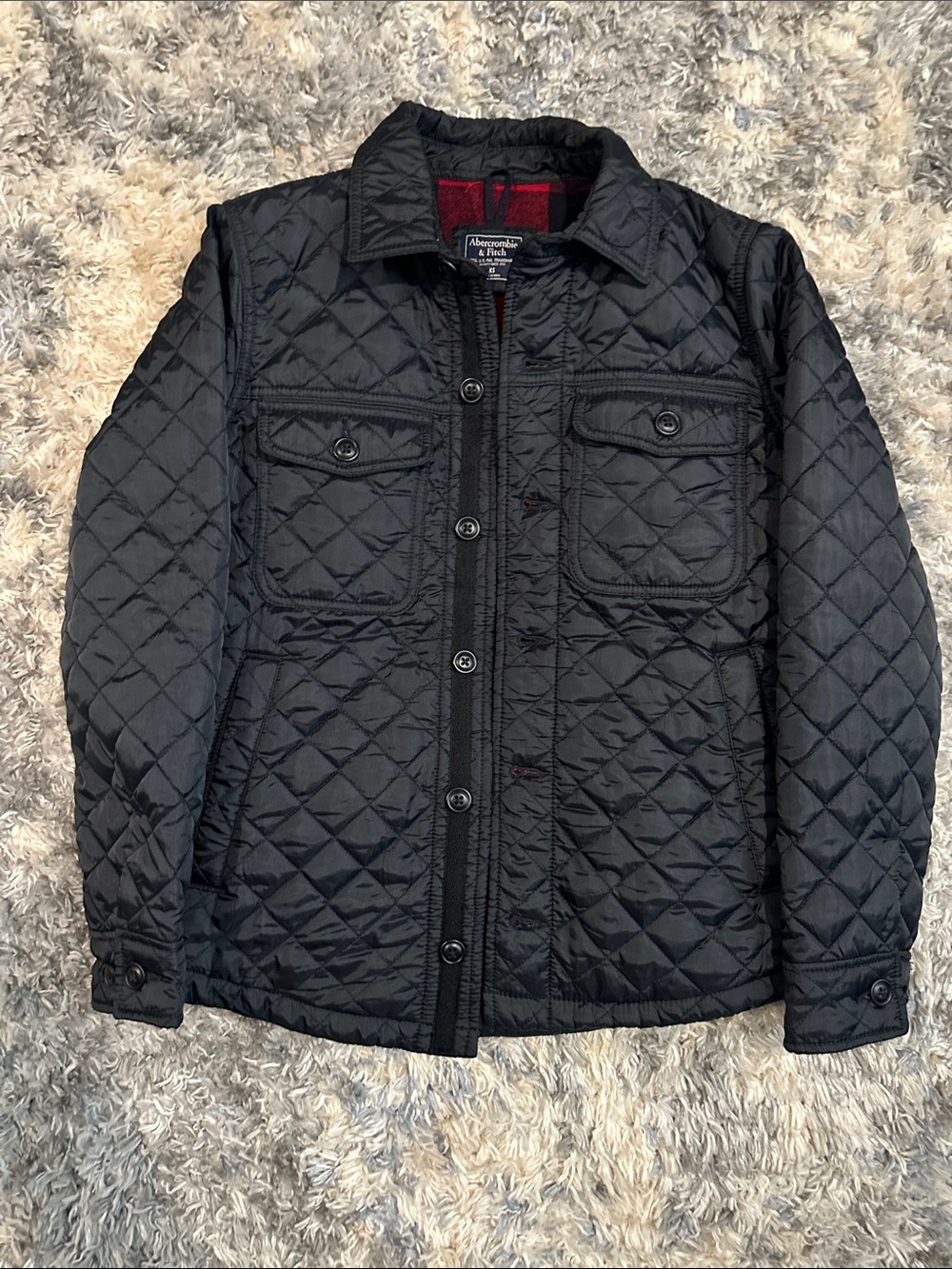Abercrombie & Fitch Black Quilted Shirt Jacket